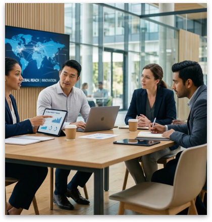Office meeting around table